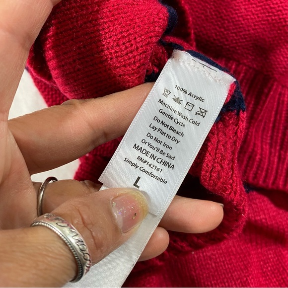 LulaRoe sweater Dress in Pink blue trim Long Sleeve Crew Neck Sweater D… - Picture 6 of 8